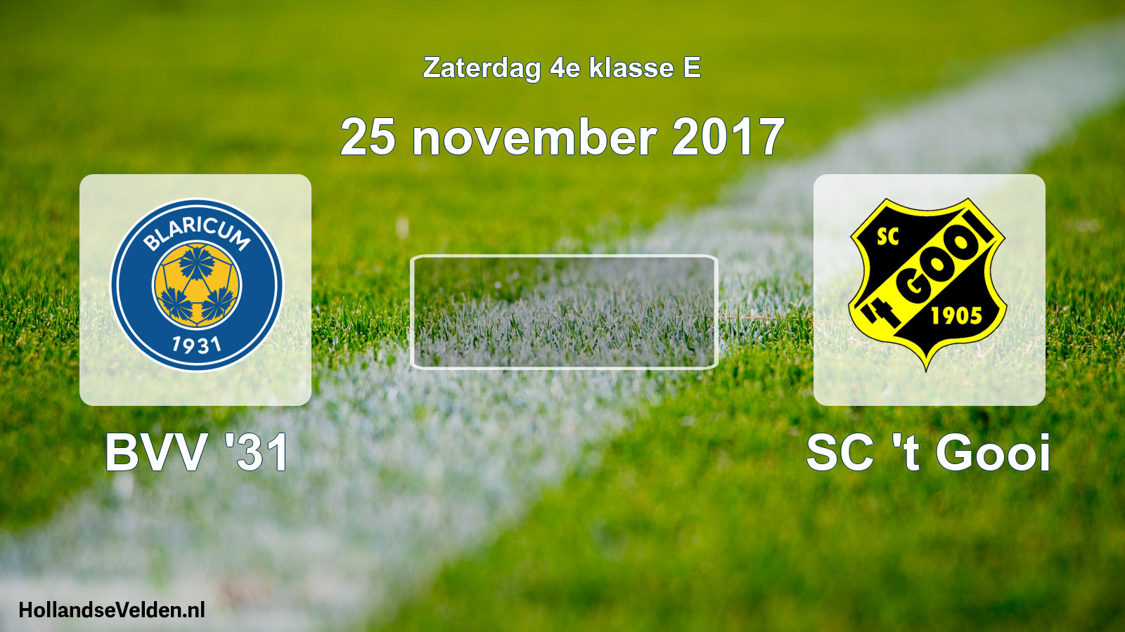 Scheduled Match: BVV '31 - SC 't Gooi (25 November 2017)