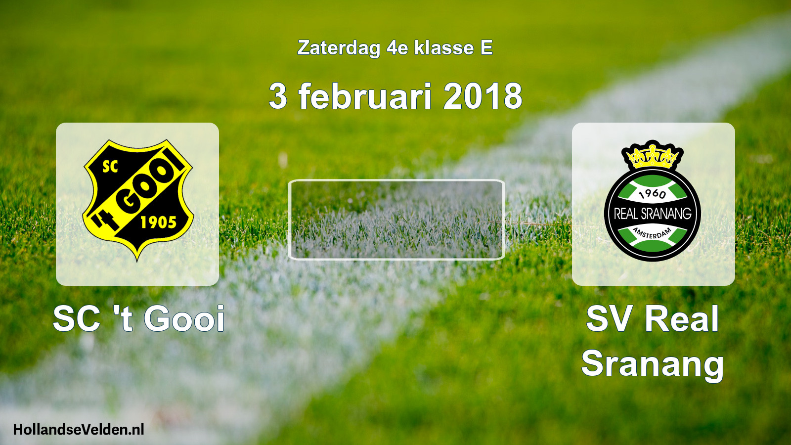 Scheduled Match: SC 't Gooi - SV Real Sranang (3 February 2018)
