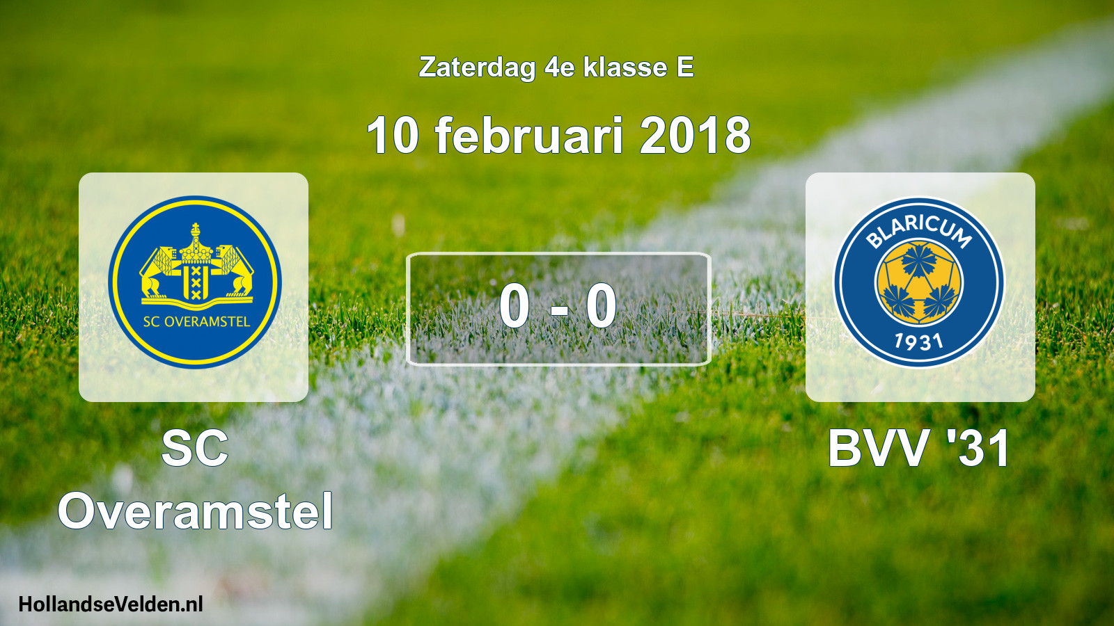 Total number of matches played: SC Overamstel - BVV '31 0 - 0 (10 February 2018)