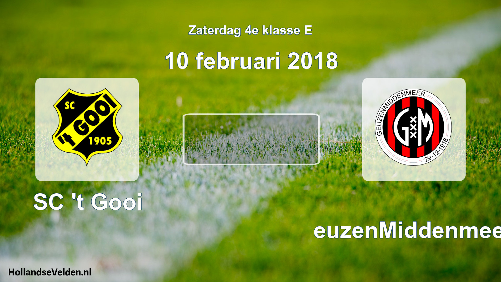 Scheduled Match: SC 't Gooi - GeuzenMiddenmeer (10 February 2018)