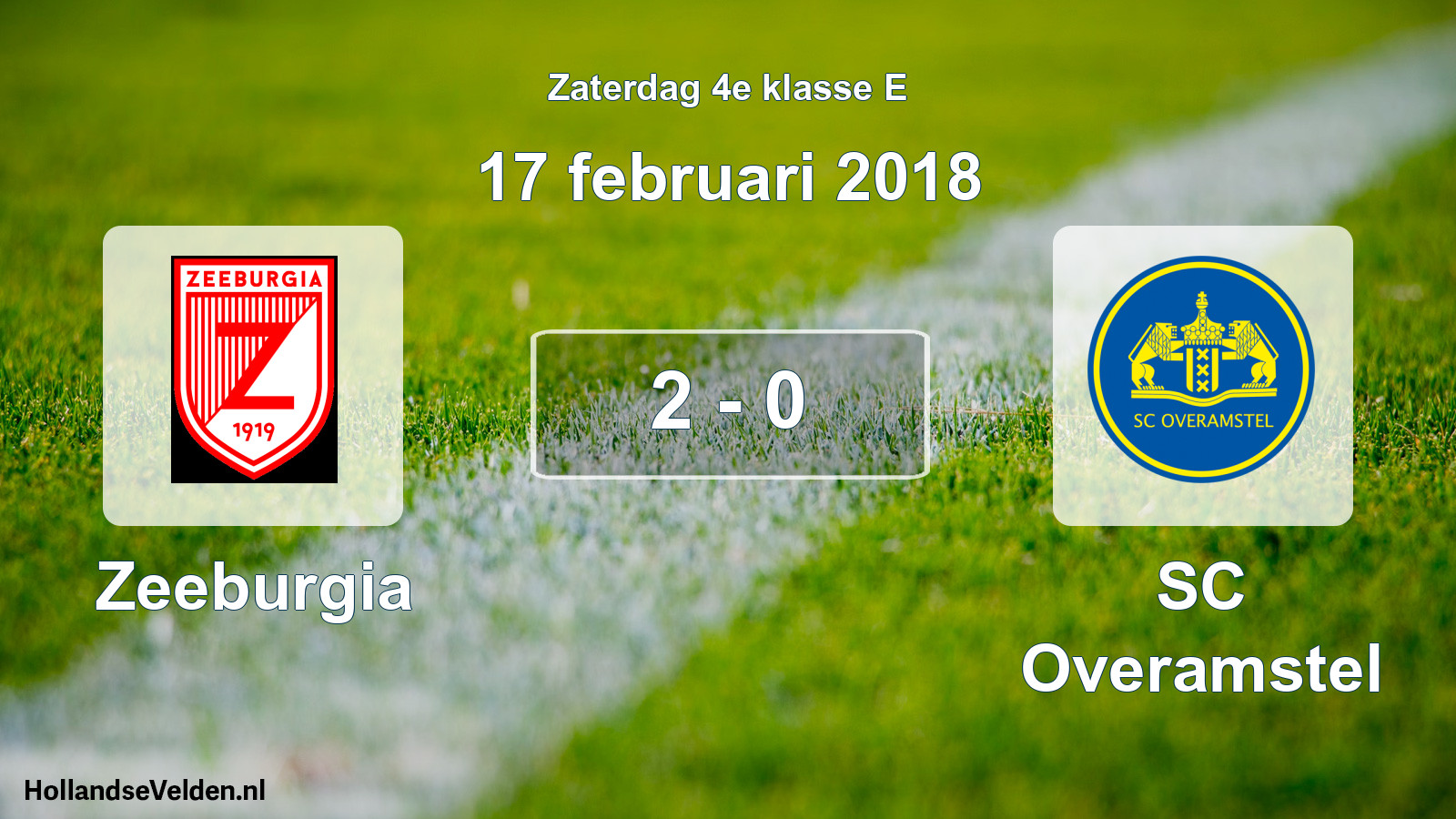 Total number of matches played: Zeeburgia - SC Overamstel 2 - 0 (17 February 2018)