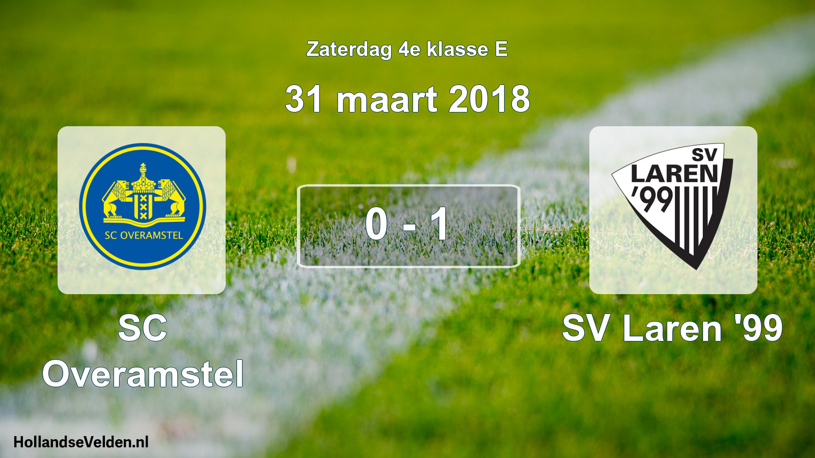 Total number of matches played: SC Overamstel - SV Laren '99 0 - 1 (31 March 2018)