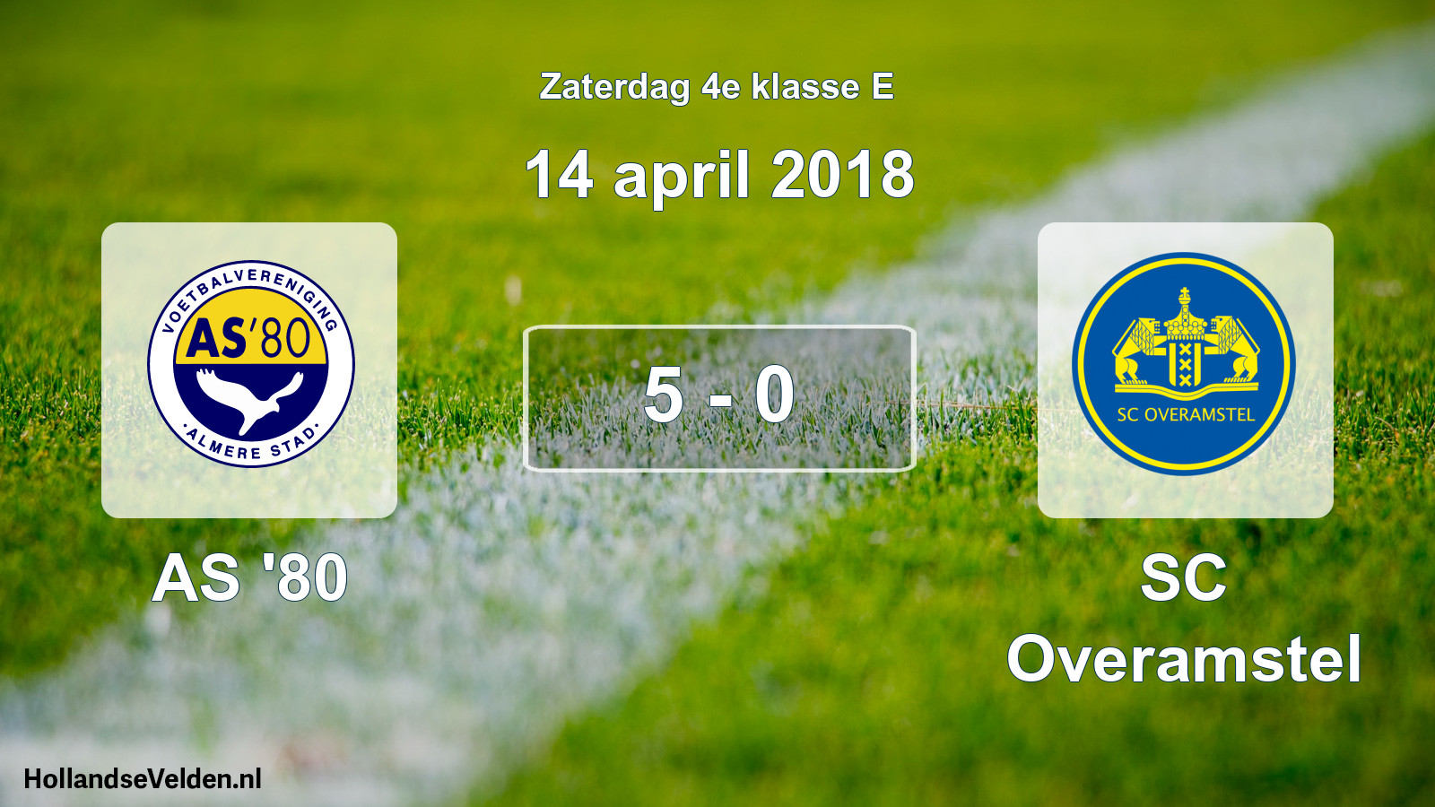 Total number of matches played: AS '80 - SC Overamstel 5 - 0 (14 April 2018)