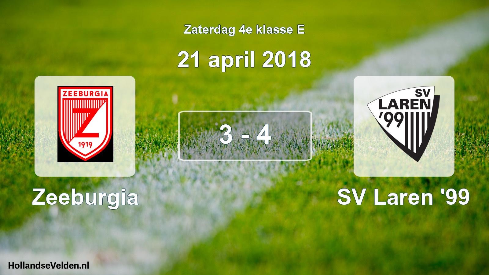 Total number of matches played: Zeeburgia - SV Laren '99 3 - 4 (21 April 2018)