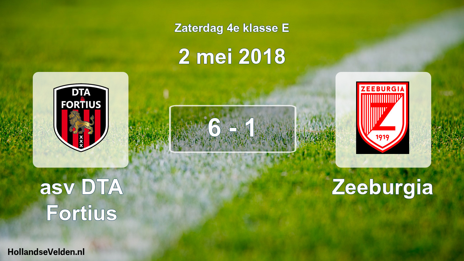 Total number of matches played: asv DTA Fortius - Zeeburgia 6 - 1 (2 May 2018)
