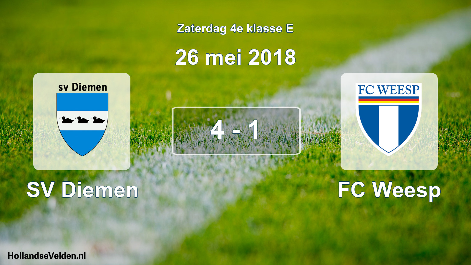 Total number of matches played: SV Diemen - FC Weesp 4 - 1 (26 May 2018)