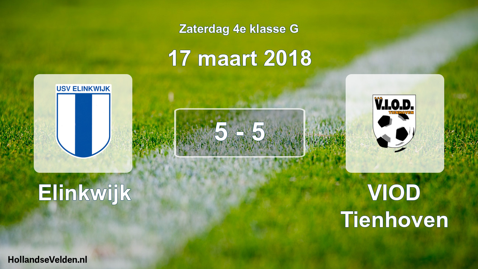 Total number of matches played: Elinkwijk - VIOD Tienhoven 5 - 5 (17 March 2018)