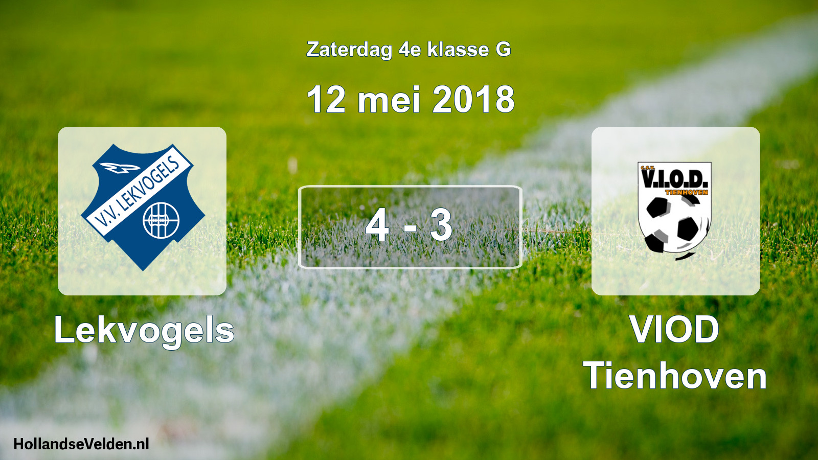 Total number of matches played: Lekvogels - VIOD Tienhoven 4 - 3 (12 May 2018)