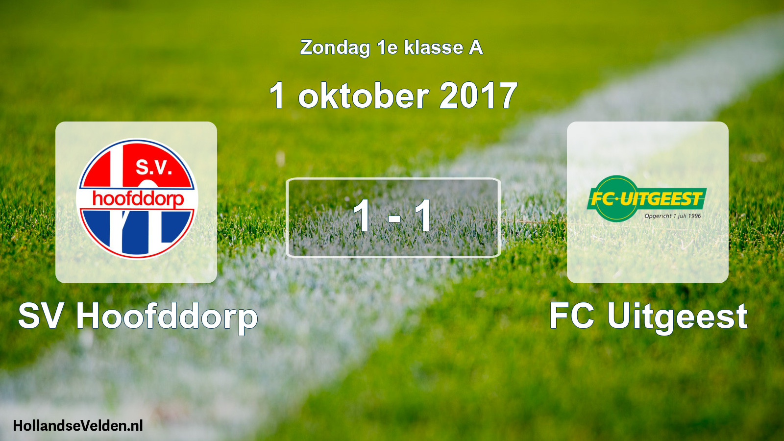 Total number of matches played: SV Hoofddorp - FC Uitgeest 1 - 1 (1 October 2017)