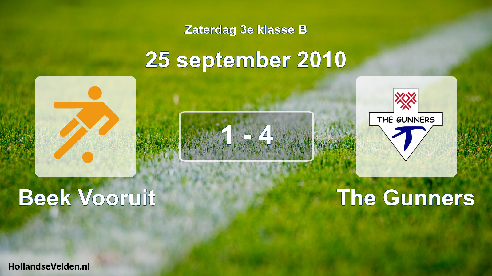 Total number of matches played: Beek Vooruit - The Gunners 1 - 4 (25 September 2010)