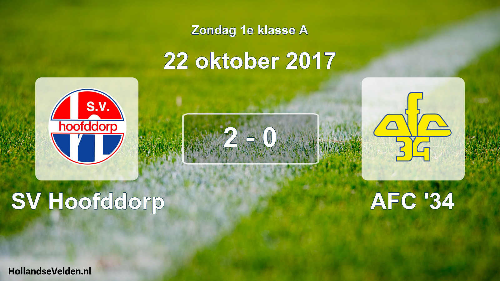 Total number of matches played: SV Hoofddorp - AFC '34 2 - 0 (22 October 2017)