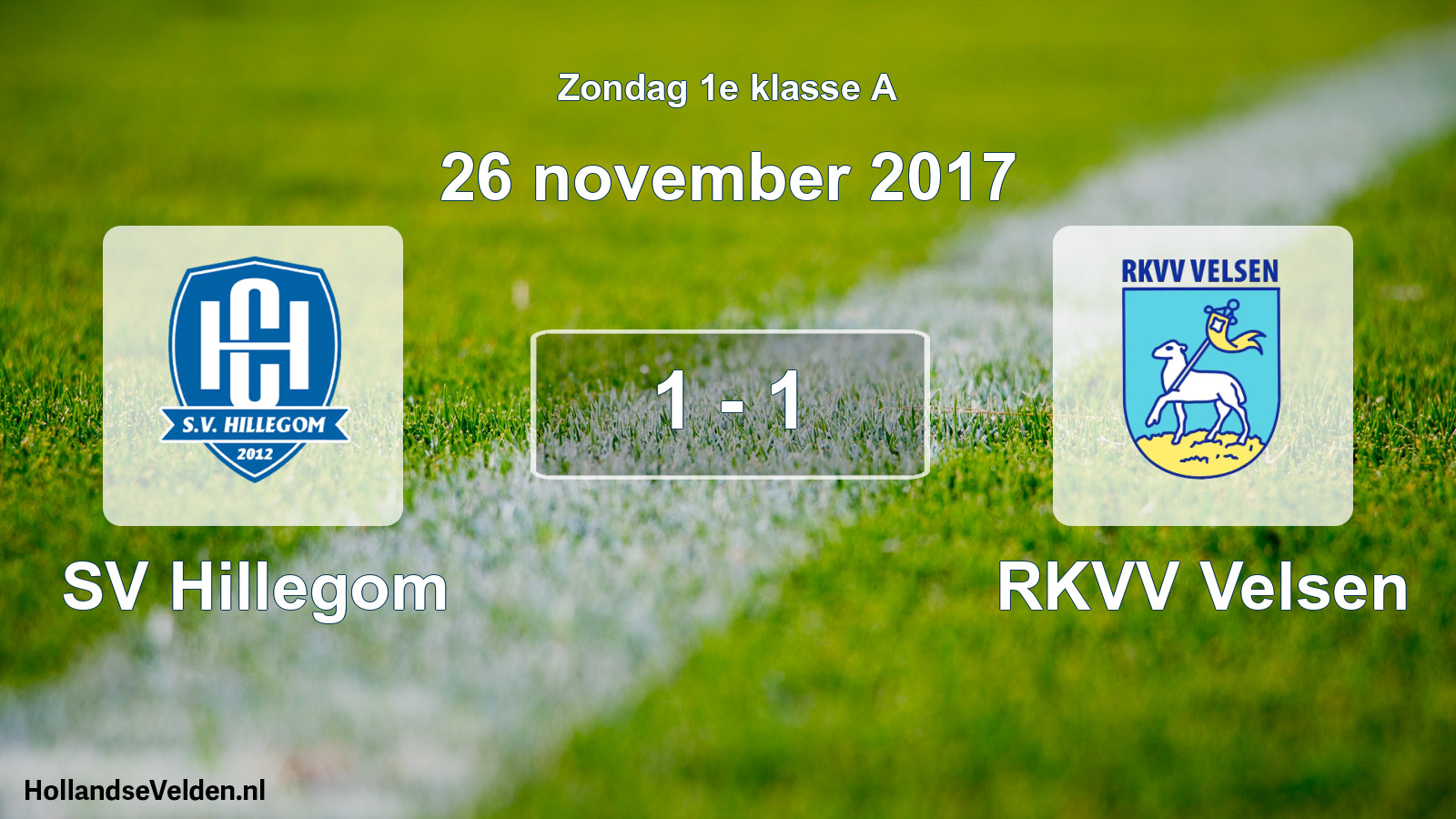 Total number of matches played: SV Hillegom - RKVV Velsen 1 - 1 (26 November 2017)