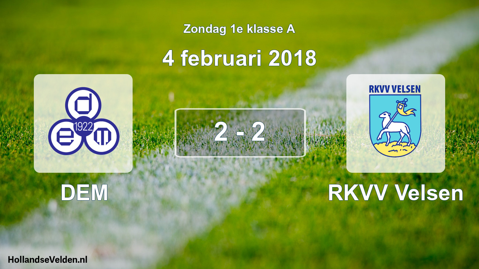 Total number of matches played: DEM - RKVV Velsen 2 - 2 (4 February 2018)