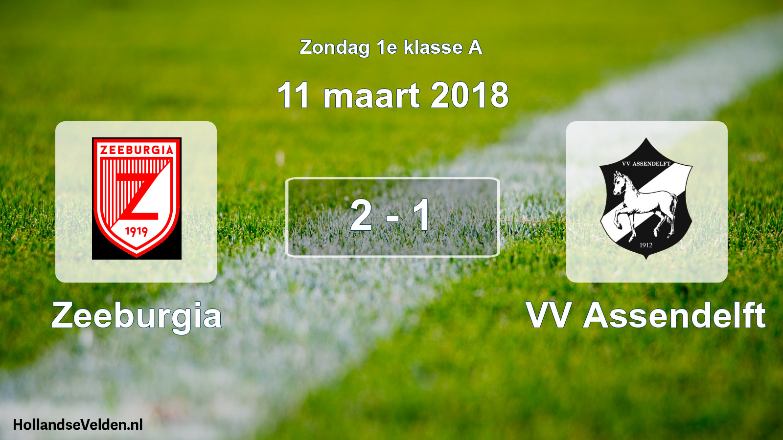 Total number of matches played: Zeeburgia - VV Assendelft 2 - 1 (11 March 2018)