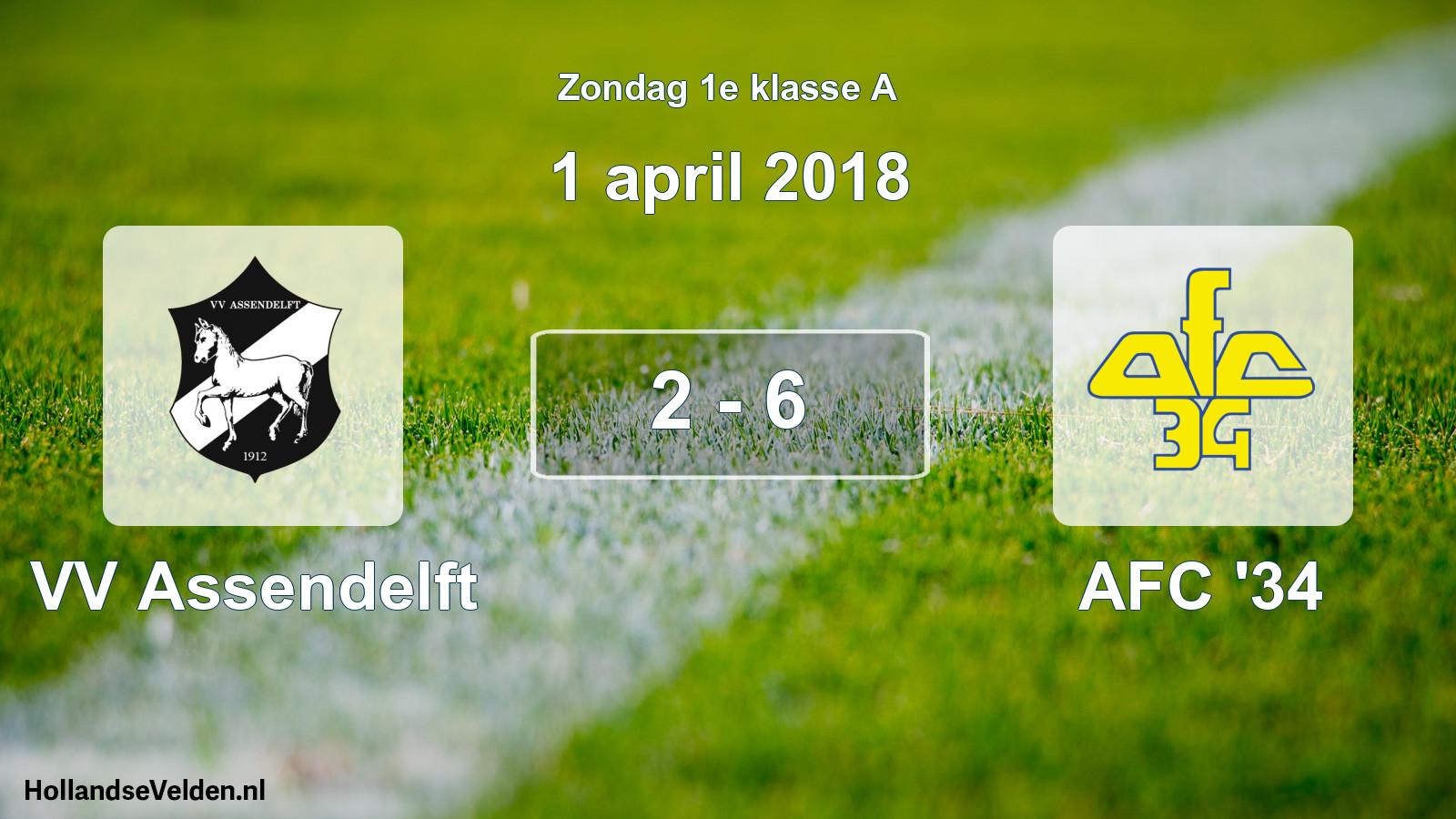 Total number of matches played: VV Assendelft - AFC '34 2 - 6 (1 April 2018)