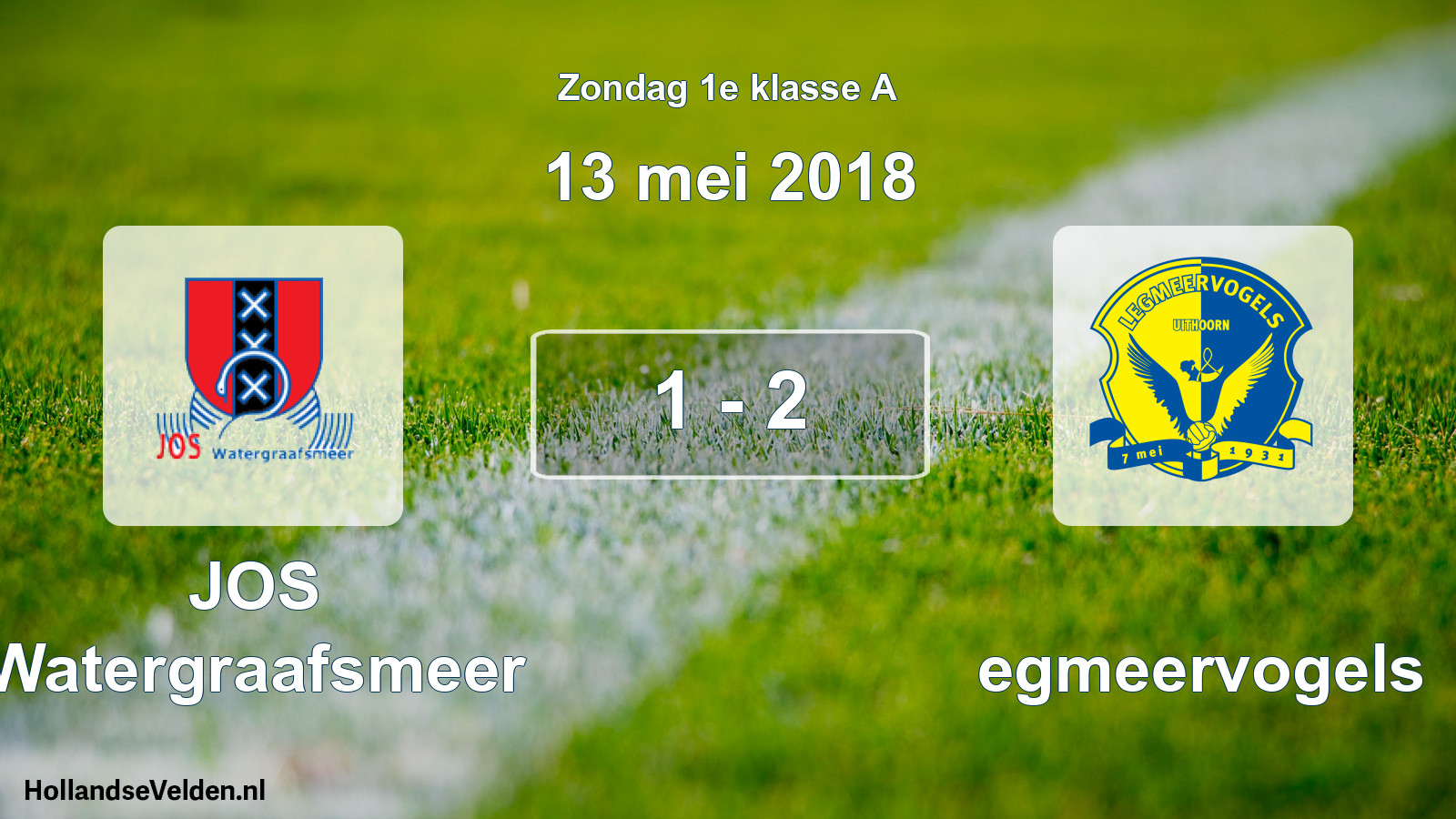 Total number of matches played: JOS Watergraafsmeer - Legmeervogels 1 - 2 (13 May 2018)