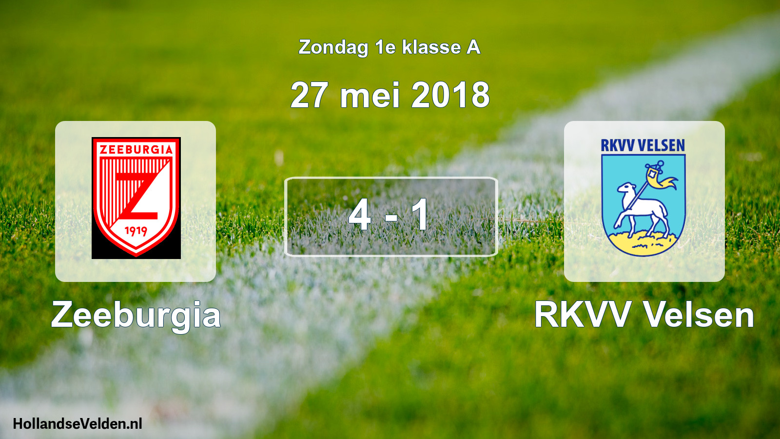 Total number of matches played: Zeeburgia - RKVV Velsen 4 - 1 (27 May 2018)