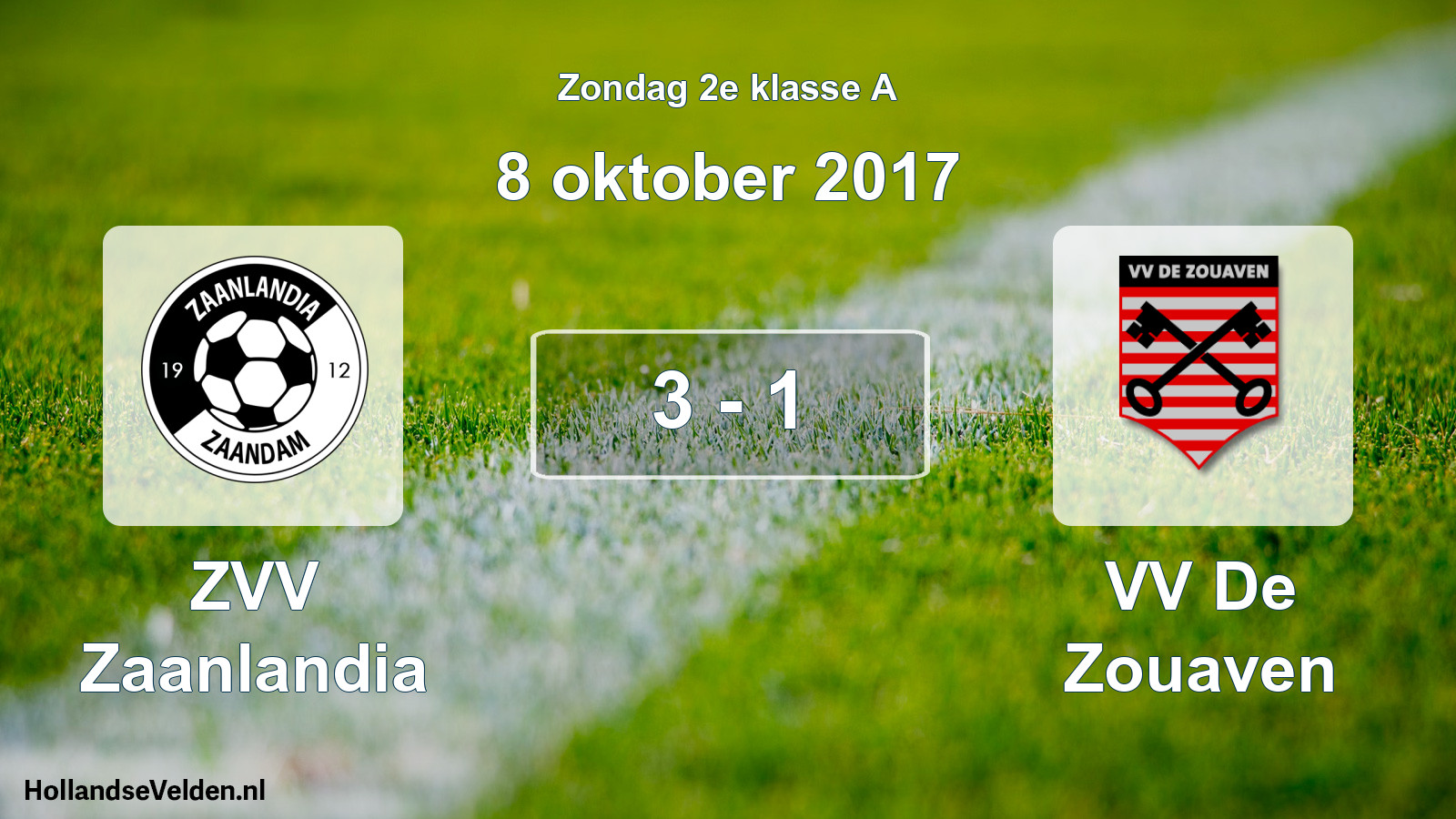 Total number of matches played: ZVV Zaanlandia - VV De Zouaven 3 - 1 (8 October 2017)