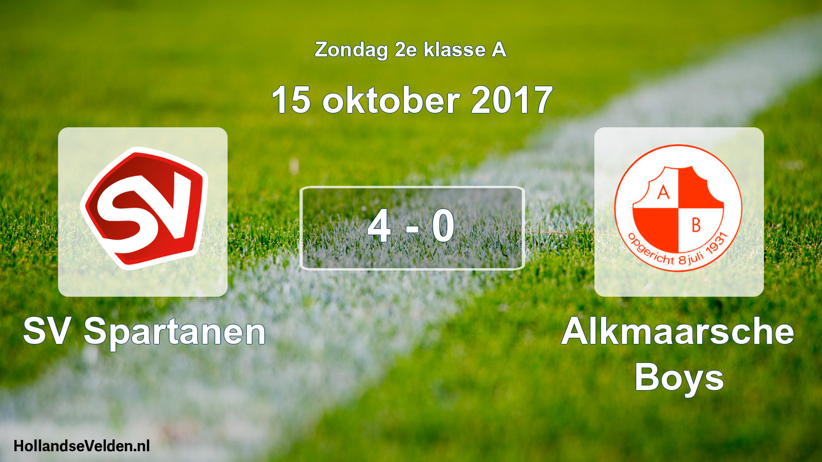 Total number of matches played: SV Spartanen - Alkmaarsche Boys 4 - 0 (15 October 2017)
