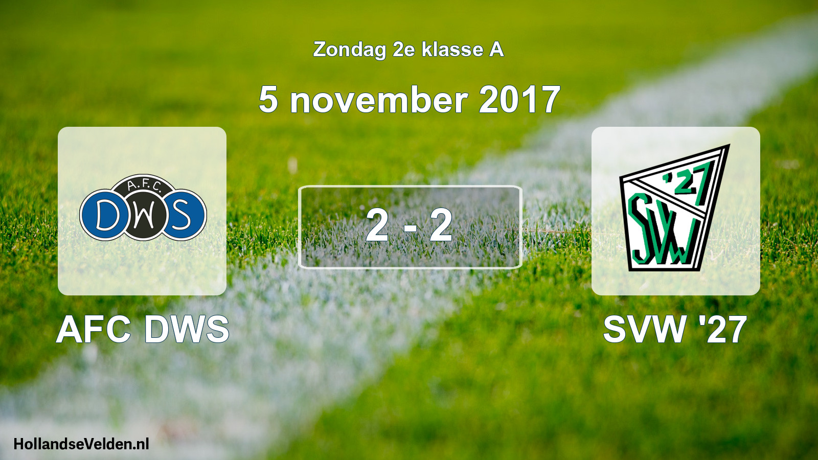 Total number of matches played: AFC DWS - SVW '27 2 - 2 (5 November 2017)