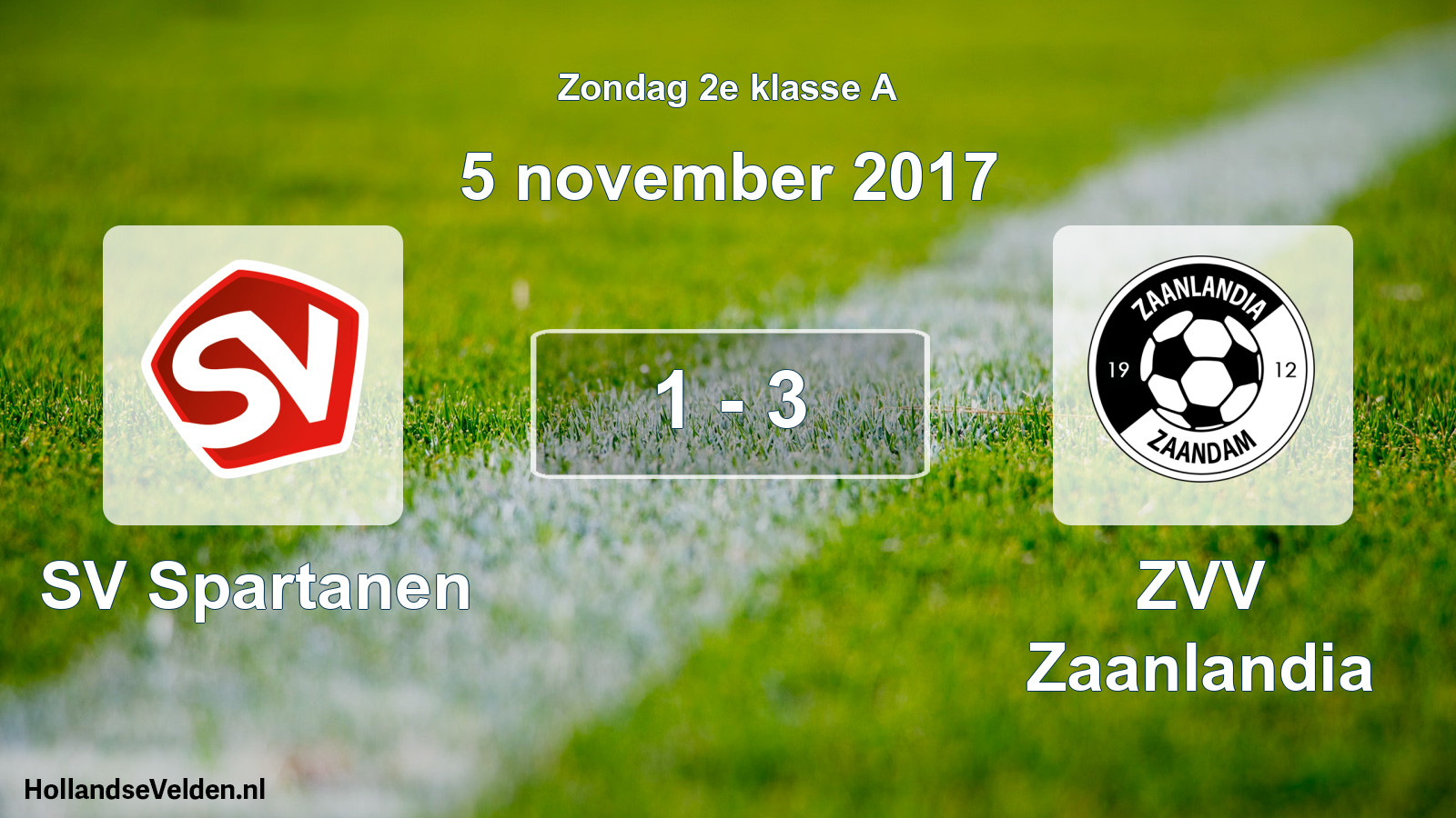 Total number of matches played: SV Spartanen - ZVV Zaanlandia 1 - 3 (5 November 2017)