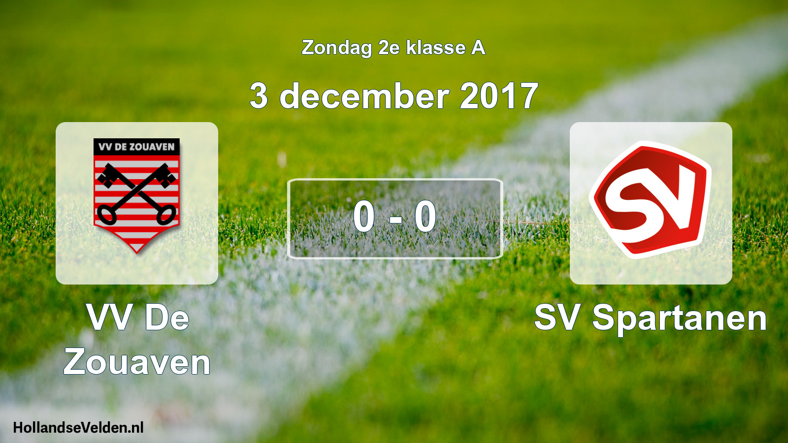 Total number of matches played: VV De Zouaven - SV Spartanen 0 - 0 (3 December 2017)