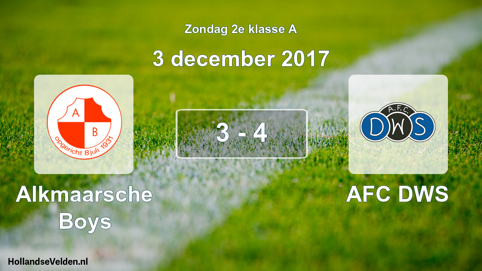 Total number of matches played: Alkmaarsche Boys - AFC DWS 3 - 4 (3 December 2017)