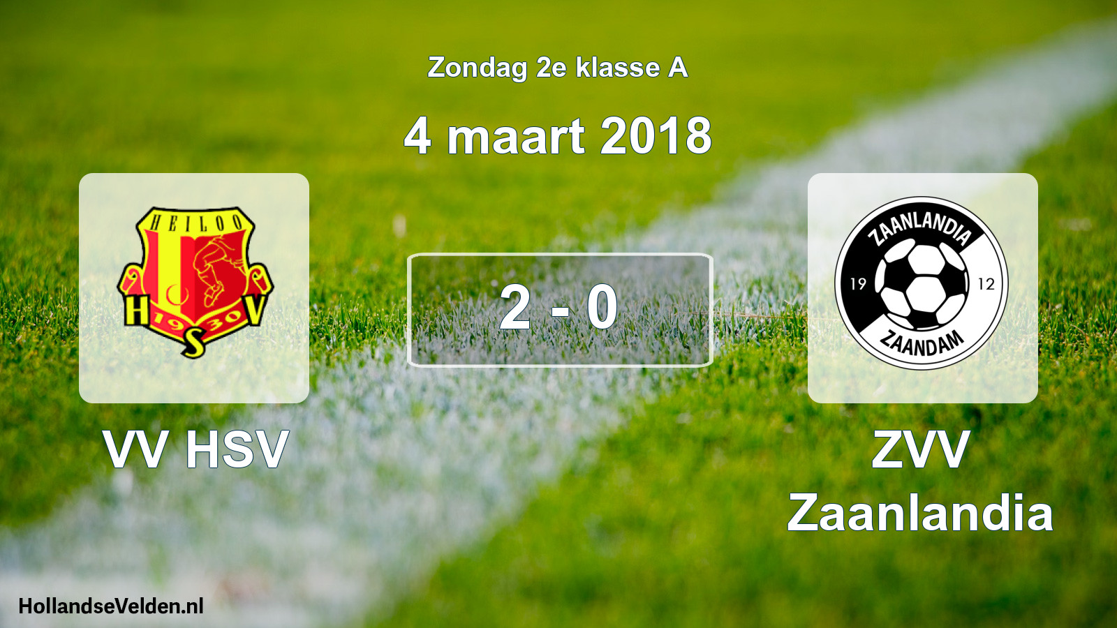 Total number of matches played: VV HSV - ZVV Zaanlandia 2 - 0 (4 March 2018)