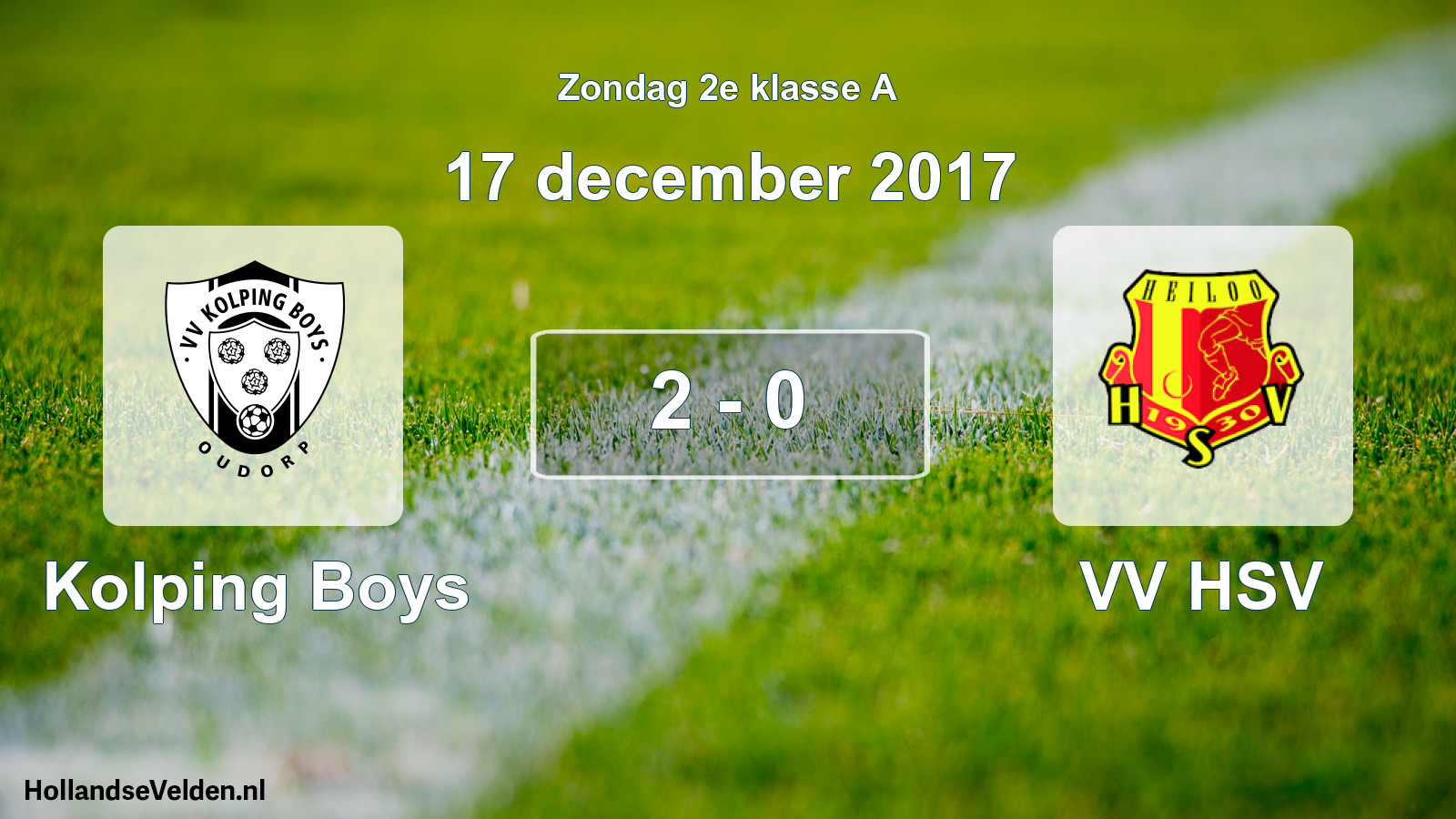 Total number of matches played: Kolping Boys - VV HSV 2 - 0 (17 December 2017)