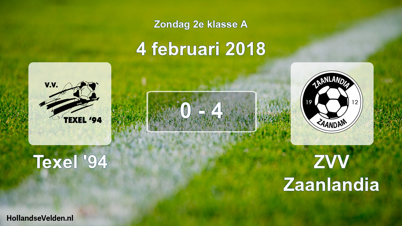 Total number of matches played: Texel '94 - ZVV Zaanlandia 0 - 4 (4 February 2018)