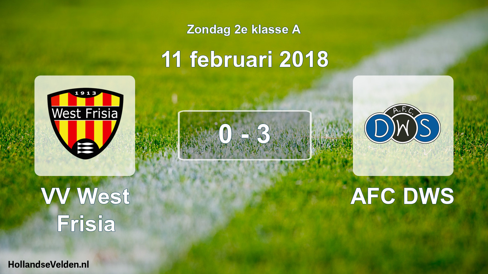 Total number of matches played: VV West Frisia - AFC DWS 0 - 3 (11 February 2018)