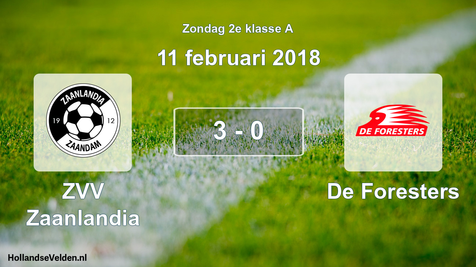Total number of matches played: ZVV Zaanlandia - De Foresters 3 - 0 (11 February 2018)