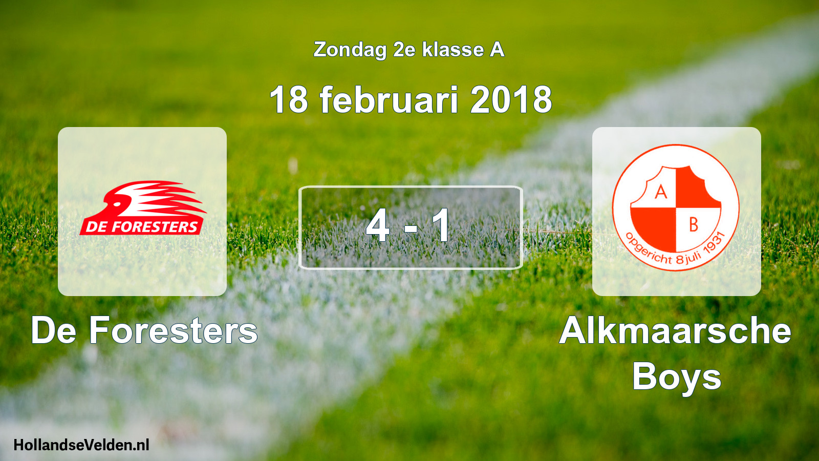 Total number of matches played: De Foresters - Alkmaarsche Boys 4 - 1 (18 February 2018)