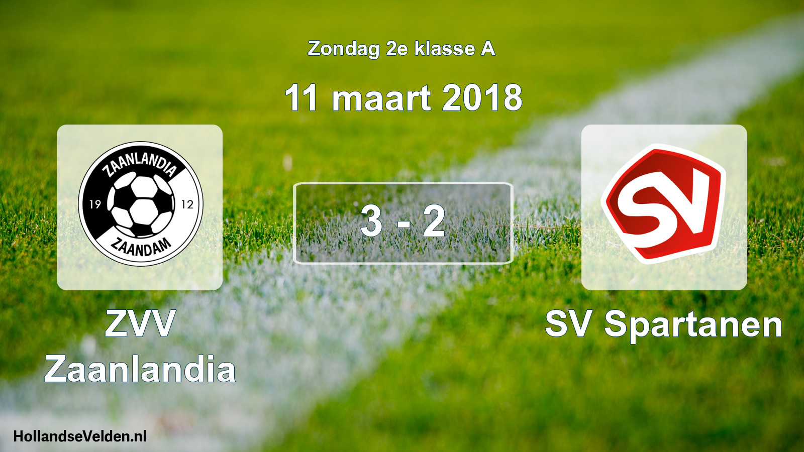 Total number of matches played: ZVV Zaanlandia - SV Spartanen 3 - 2 (11 March 2018)