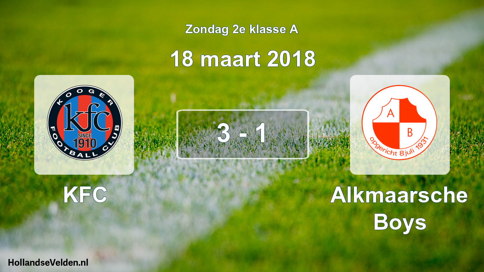Total number of matches played: KFC - Alkmaarsche Boys 3 - 1 (18 March 2018)