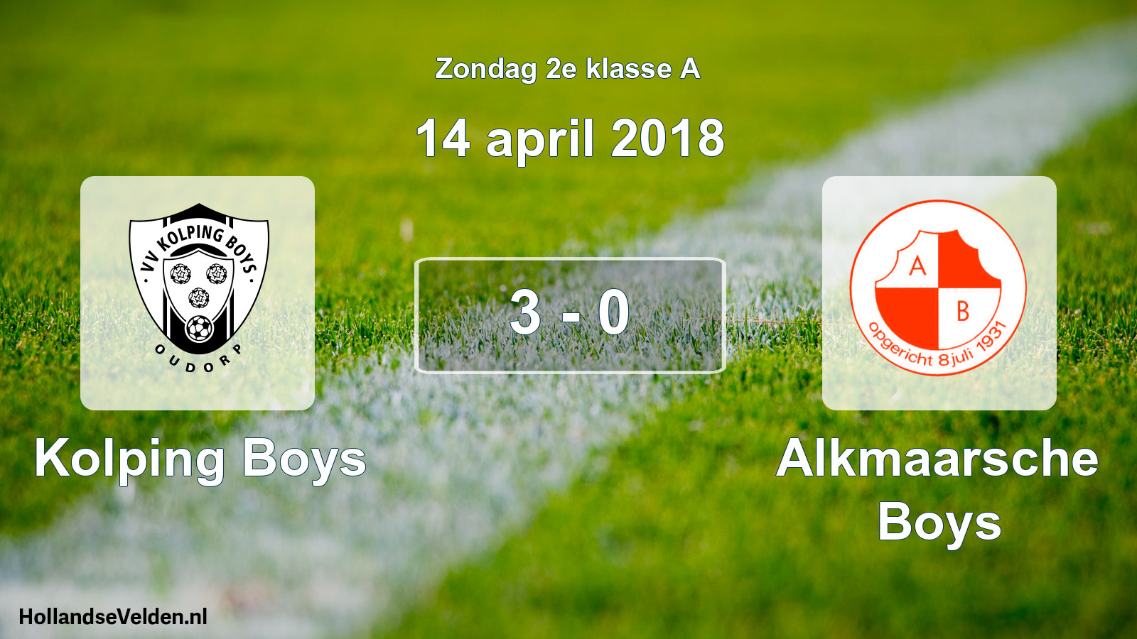 Total number of matches played: Kolping Boys - Alkmaarsche Boys 3 - 0 (14 April 2018)