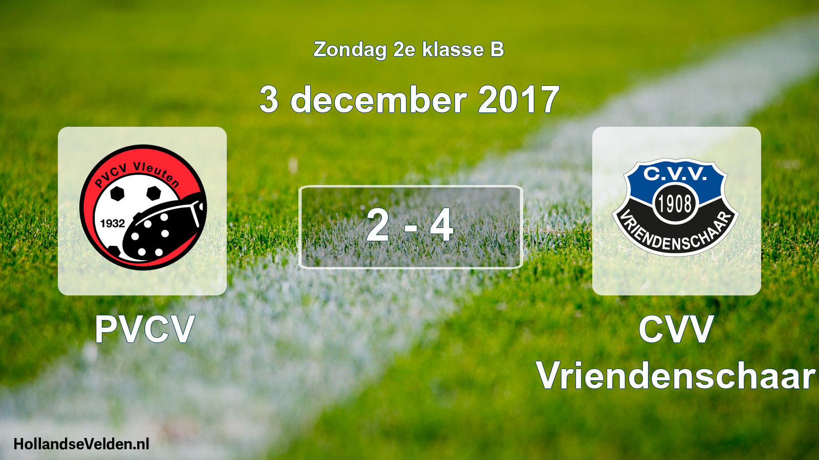 Total number of matches played: PVCV - CVV Vriendenschaar 2 - 4 (3 December 2017)