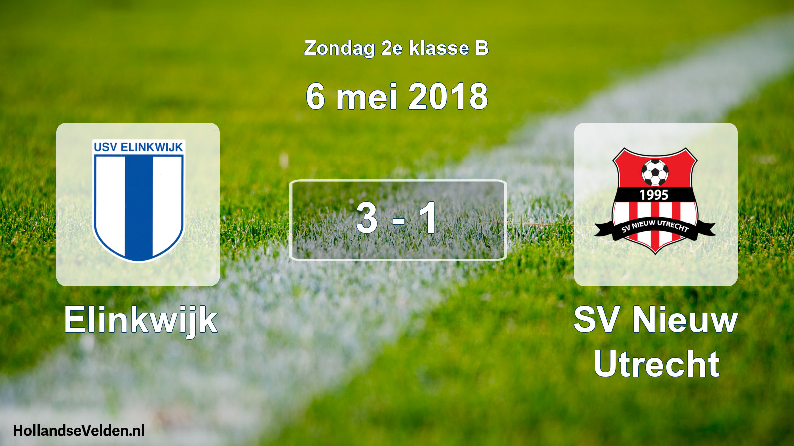 Total number of matches played: Elinkwijk - SV Nieuw Utrecht 3 - 1 (6 May 2018)