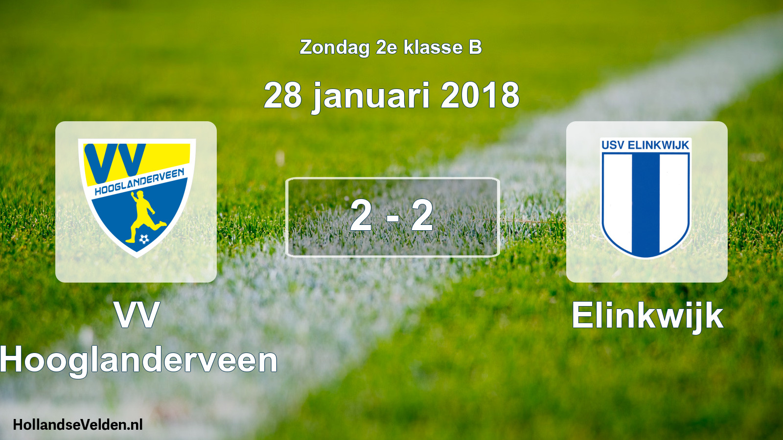 Total number of matches played: VV Hooglanderveen - Elinkwijk 2 - 2 (28 January 2018)