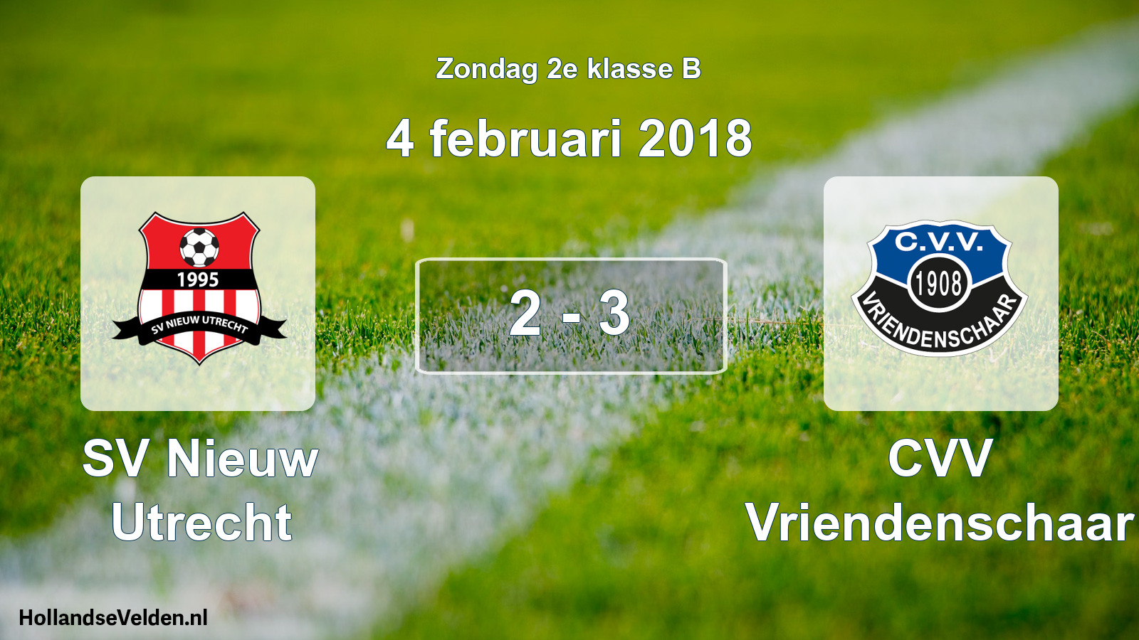 Total number of matches played: SV Nieuw Utrecht - CVV Vriendenschaar 2 - 3 (4 February 2018)