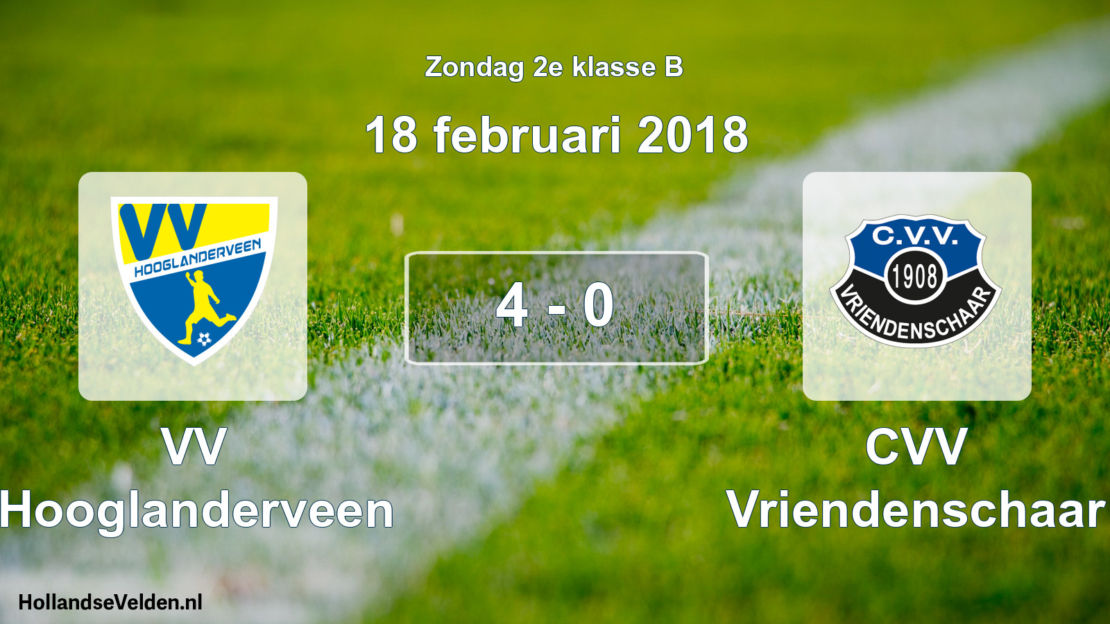 Total number of matches played: VV Hooglanderveen - CVV Vriendenschaar 4 - 0 (18 February 2018)