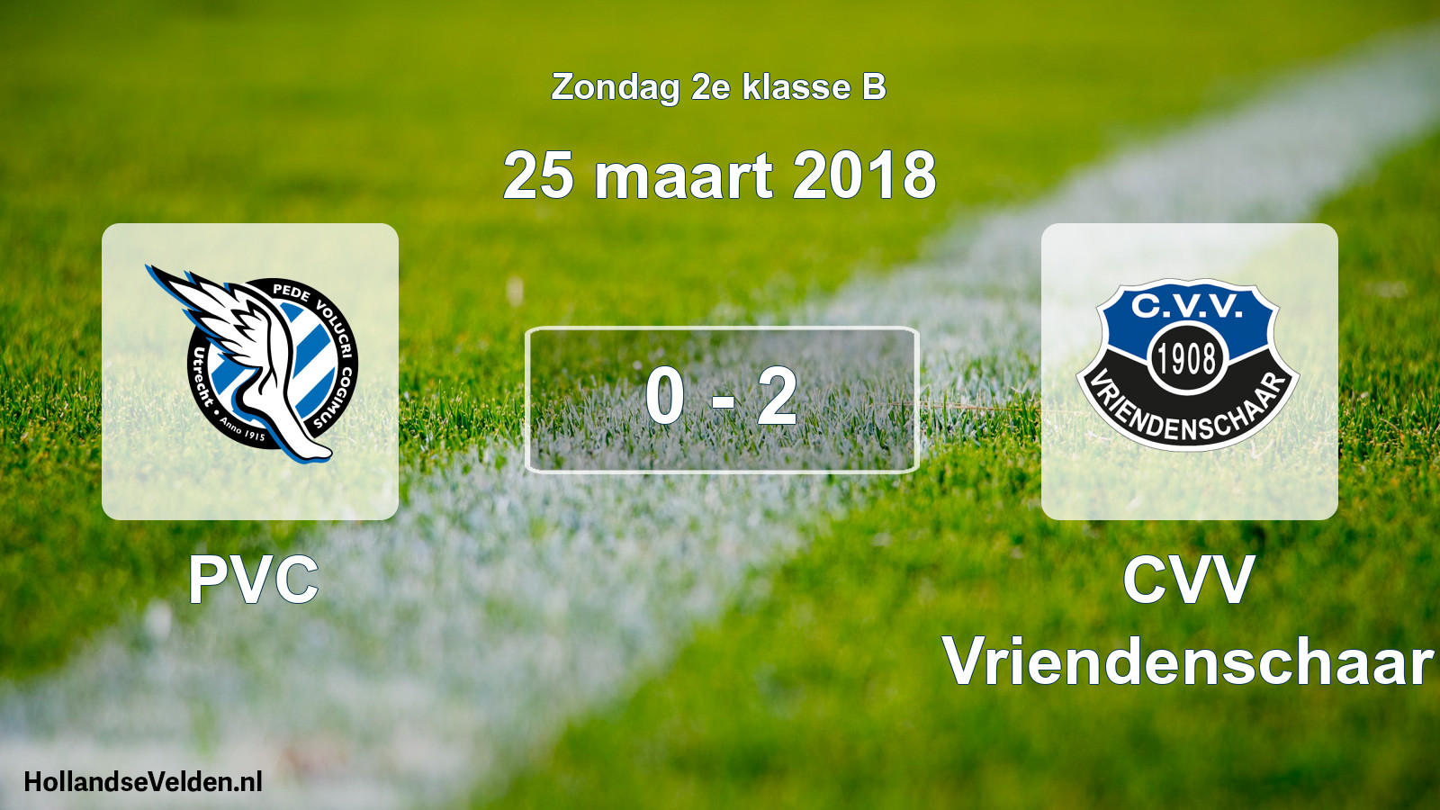 Total number of matches played: PVC - CVV Vriendenschaar 0 - 2 (25 March 2018)