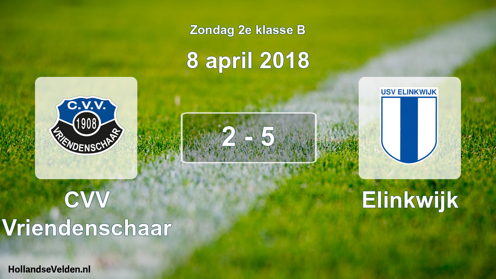 Total number of matches played: CVV Vriendenschaar - Elinkwijk 2 - 5 (8 April 2018)
