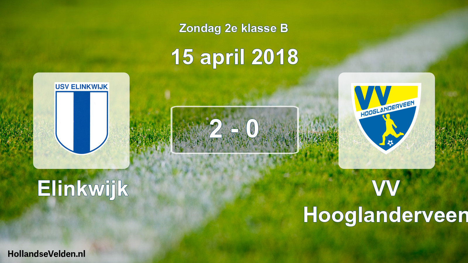 Total number of matches played: Elinkwijk - VV Hooglanderveen 2 - 0 (15 April 2018)