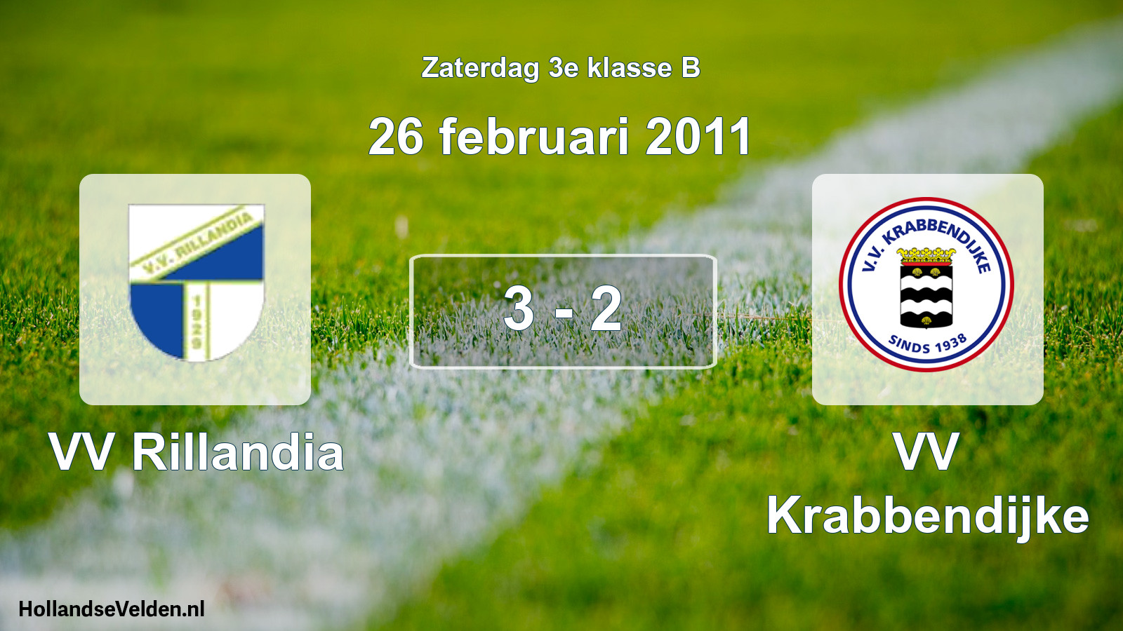 Total number of matches played: VV Rillandia - VV Krabbendijke 3 - 2 (26 February 2011)