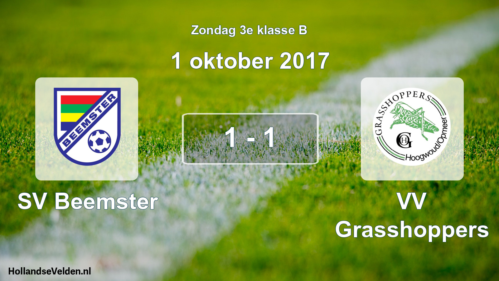 Total number of matches played: SV Beemster - VV Grasshoppers 1 - 1 (1 October 2017)