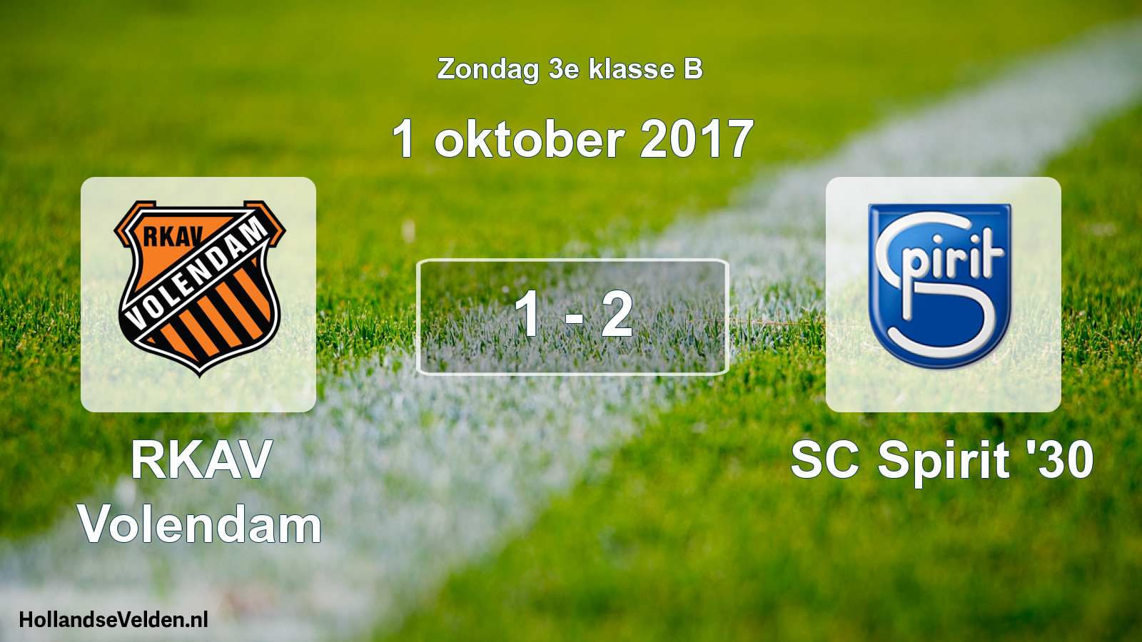 Total number of matches played: RKAV Volendam - SC Spirit '30 1 - 2 (1 October 2017)