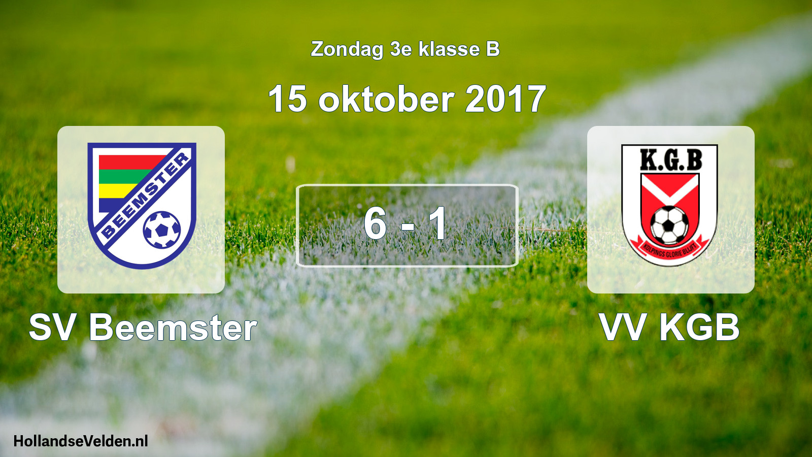 Total number of matches played: SV Beemster - VV KGB 6 - 1 (15 October 2017)