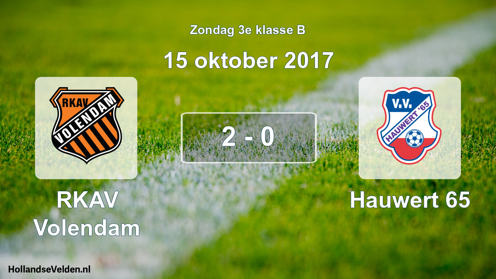 Total number of matches played: RKAV Volendam - Hauwert 65 2 - 0 (15 October 2017)
