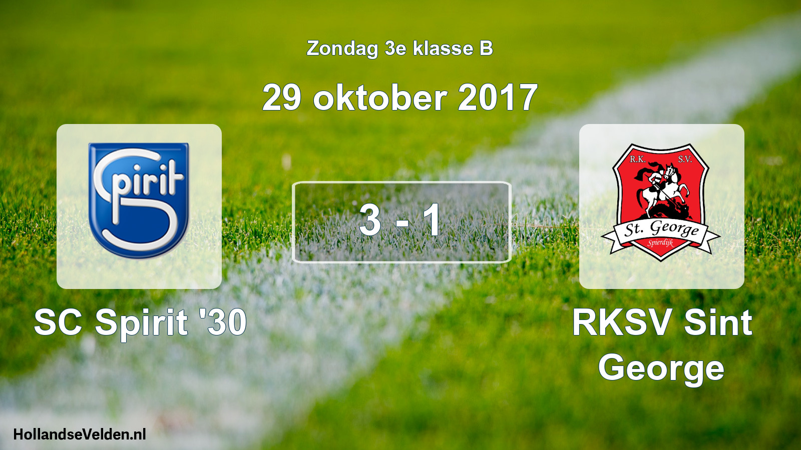 Total number of matches played: SC Spirit '30 - RKSV Sint George 3 - 1 (29 October 2017)